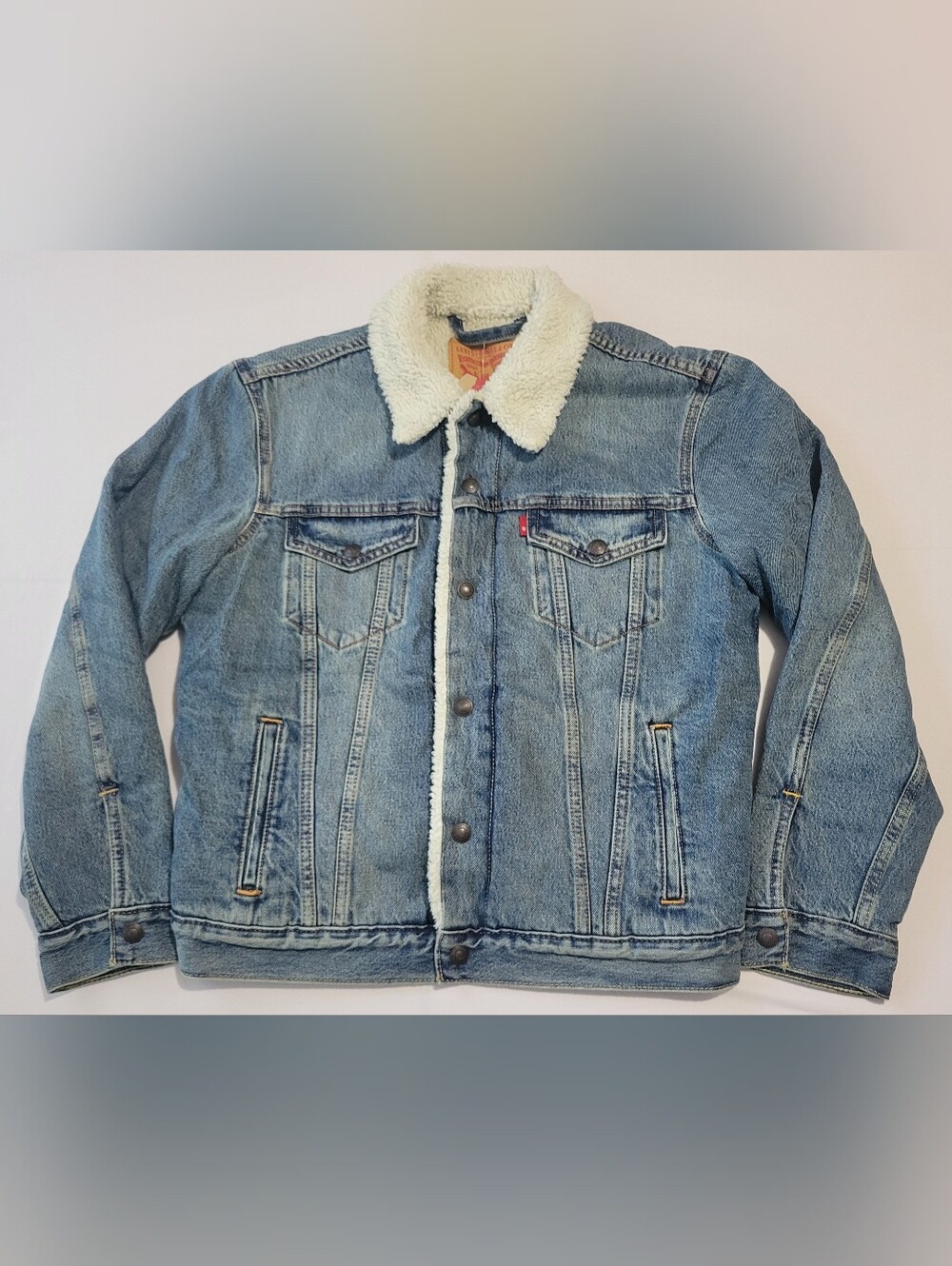 NWT Levi Strauss & Co. Denim Jean Sherpa Lined Type III Trucker Snap Jacket